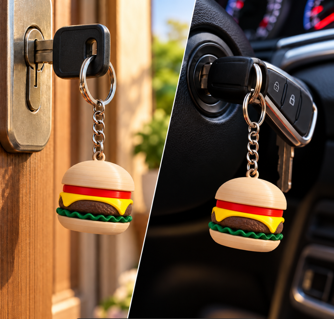 Burger-Schlüsselanhänger – Hamburger-Anhänger für Schlüssel & Tasche