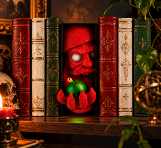 Horror Weihnachts-Buchstütze – Gruselige Deko fürs Bücherregal