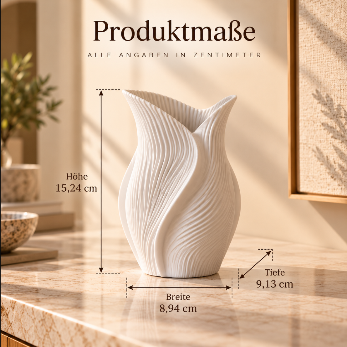 Weiße Designvase mit Spiralstruktur – Elegante Moderne Wohndeko