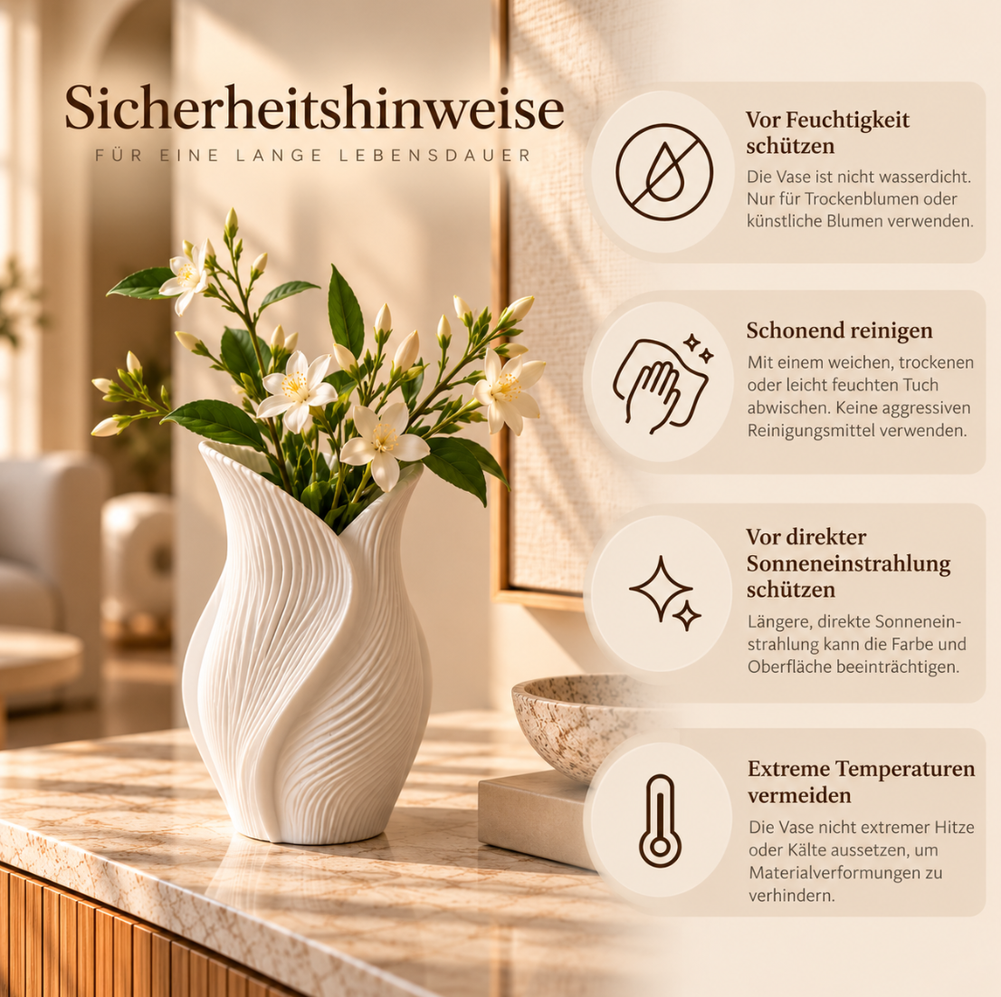 Weiße Designvase mit Spiralstruktur – Elegante Moderne Wohndeko