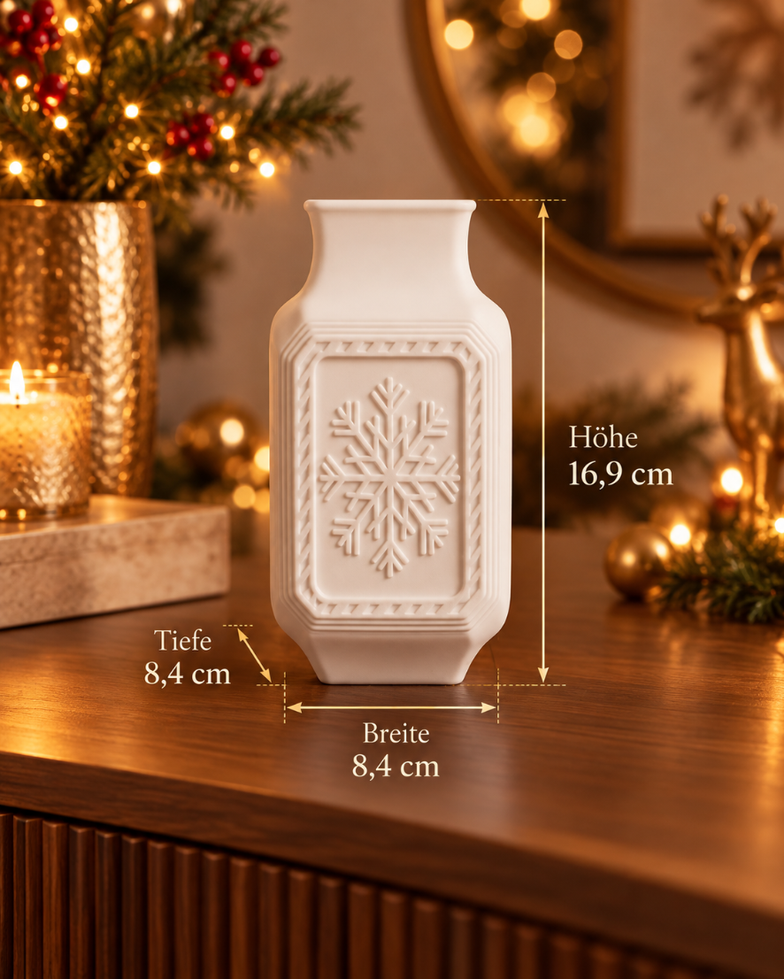 Weihnachten Designvase mit Schneeflocke in 3 Farben