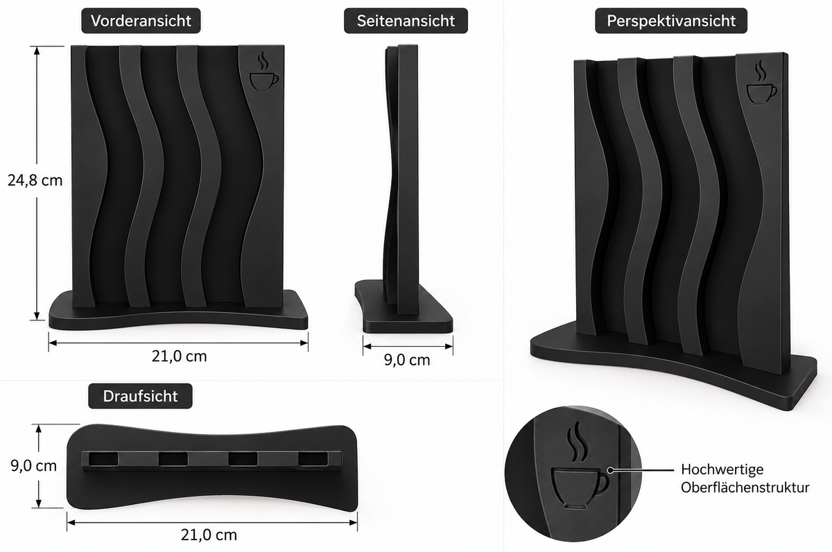 Kaffeekapselhalter – Eleganter Organizer in Schwarz