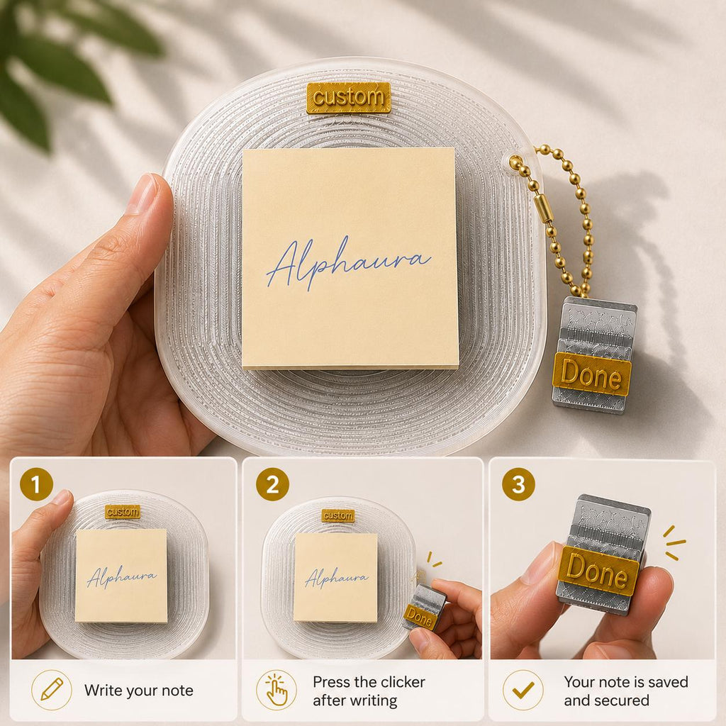 Personalized Sticky Note Holder with Done Clicker, Custom Name Desk Organizer, Student ,Office & Doctor Gift