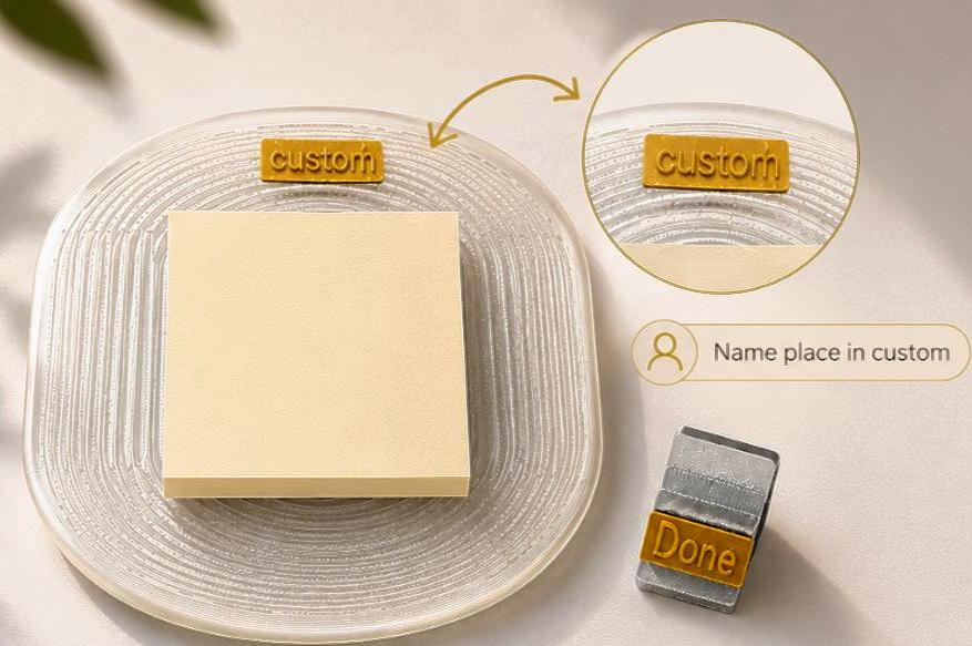 Personalized Sticky Note Holder with Done Clicker, Custom Name Desk Organizer, Student ,Office & Doctor Gift