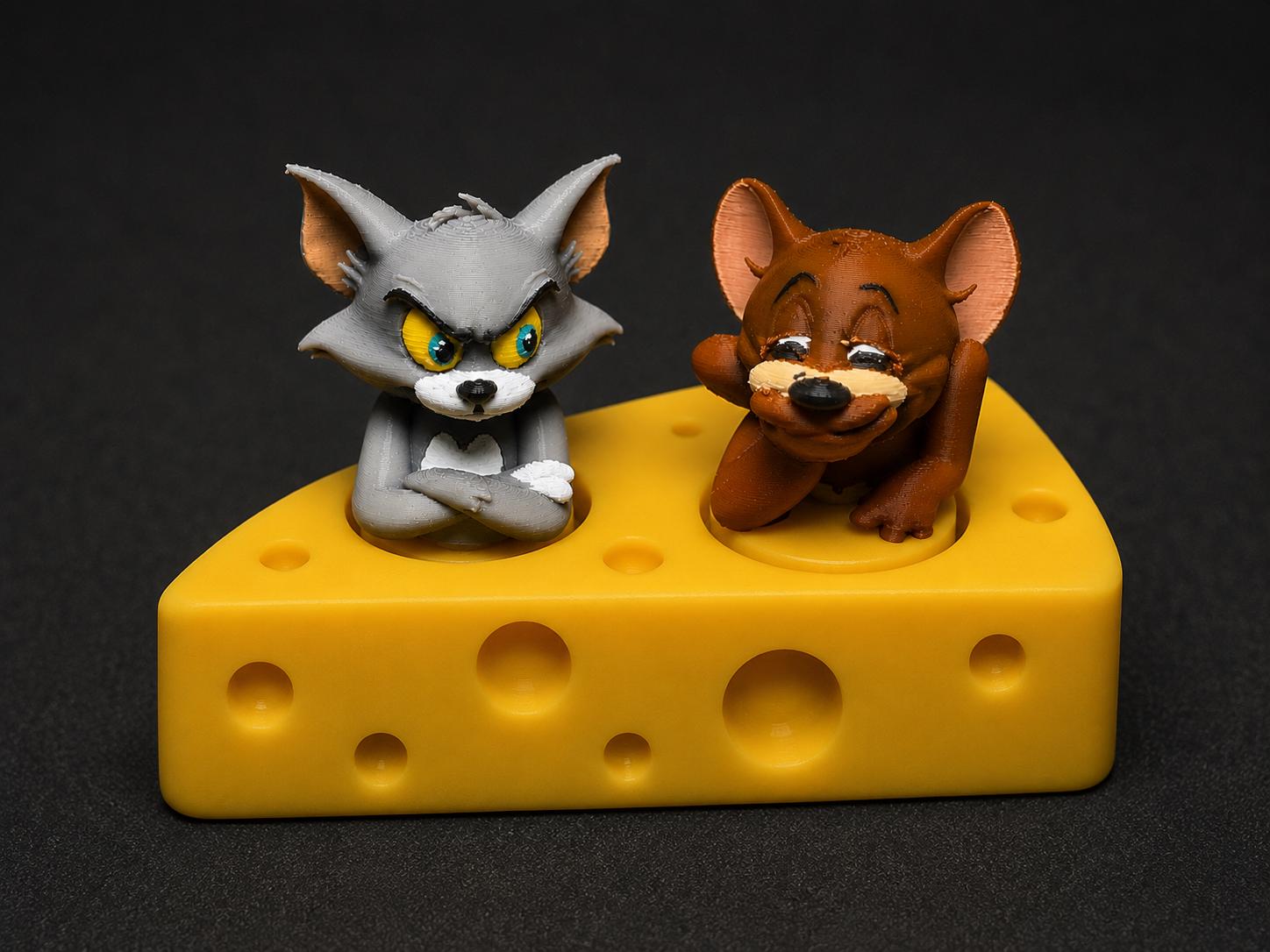 3D Printed Tommy and Jerri Figurines Keychain,Keyboard Switch , Desk Decor Cute Handmade