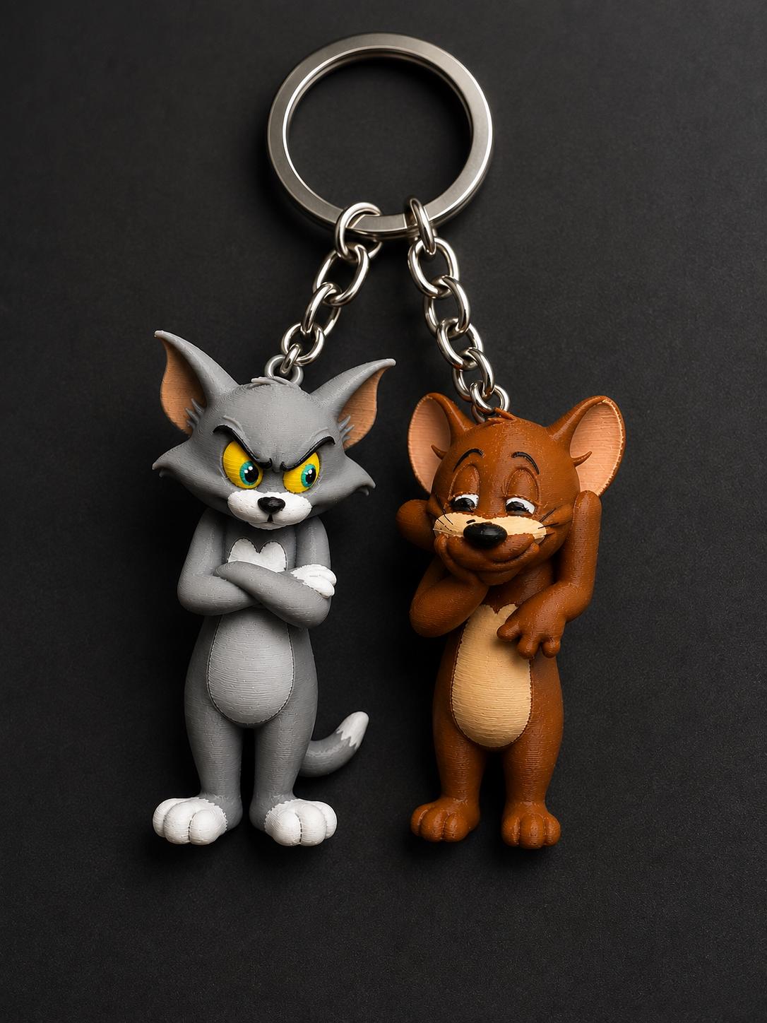 3D Printed Tommy and Jerri Figurines Keychain,Keyboard Switch , Desk Decor Cute Handmade