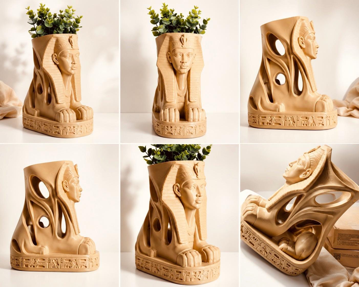 Egyptian Sphinx Planter, Pharaoh Plant Pot, 3D Printed Ancient Egypt Decor, Egyptian Home Decor, Unique Gift