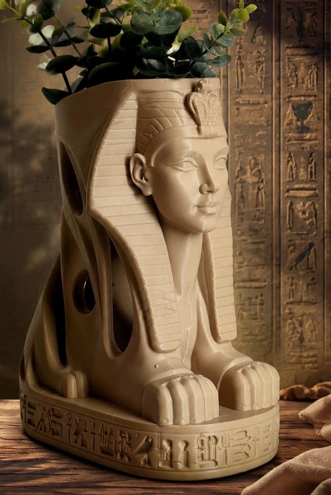 Egyptian Sphinx Planter, Pharaoh Plant Pot, 3D Printed Ancient Egypt Decor, Egyptian Home Decor, Unique Gift